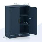 Meuble de Rangement au Sol Costway Organisateur de Rangement Moderne avec Étagères Réglables et 2 Portes Noir/Bleu/Gris/Blanc