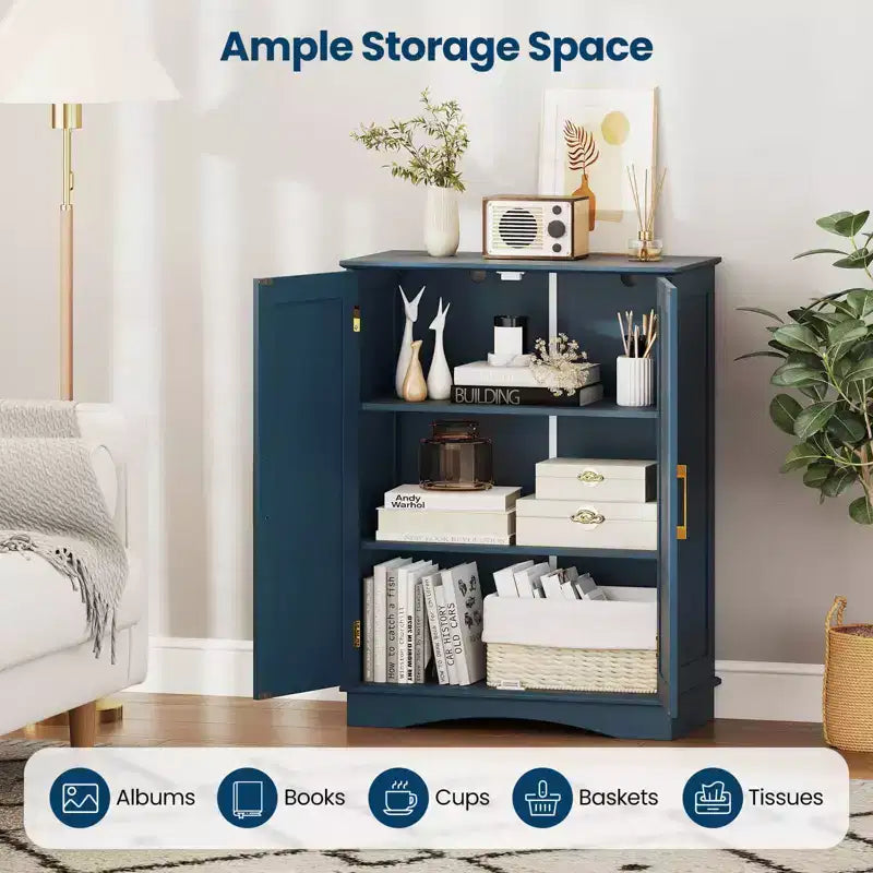 Meuble de Rangement au Sol Costway Organisateur de Rangement Moderne avec Étagères Réglables et 2 Portes Noir/Bleu/Gris/Blanc