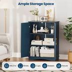 Meuble de Rangement au Sol Costway Organisateur de Rangement Moderne avec Étagères Réglables et 2 Portes Noir/Bleu/Gris/Blanc