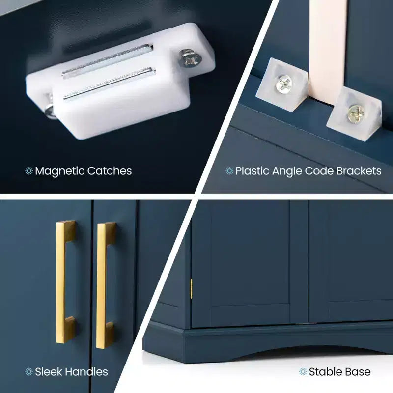 Meuble de Rangement au Sol Costway Organisateur de Rangement Moderne avec Étagères Réglables et 2 Portes Noir/Bleu/Gris/Blanc