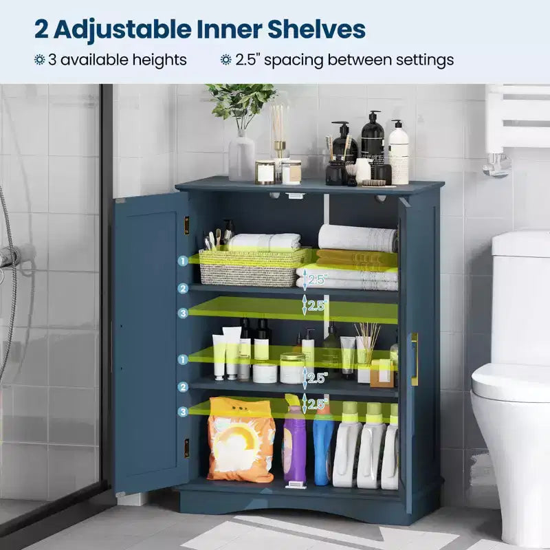 Meuble de Rangement au Sol Costway Organisateur de Rangement Moderne avec Étagères Réglables et 2 Portes Noir/Bleu/Gris/Blanc