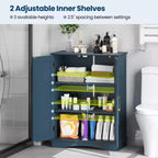 Meuble de Rangement au Sol Costway Organisateur de Rangement Moderne avec Étagères Réglables et 2 Portes Noir/Bleu/Gris/Blanc