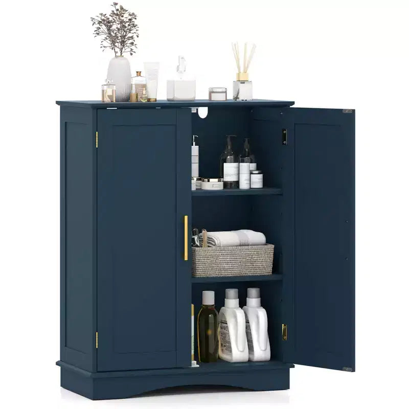 Meuble de Rangement au Sol Costway Organisateur de Rangement Moderne avec Étagères Réglables et 2 Portes Noir/Bleu/Gris/Blanc