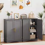 Meuble de Rangement au Sol Costway Organisateur de Rangement Moderne avec Étagères Réglables et 2 Portes Noir/Bleu/Gris/Blanc