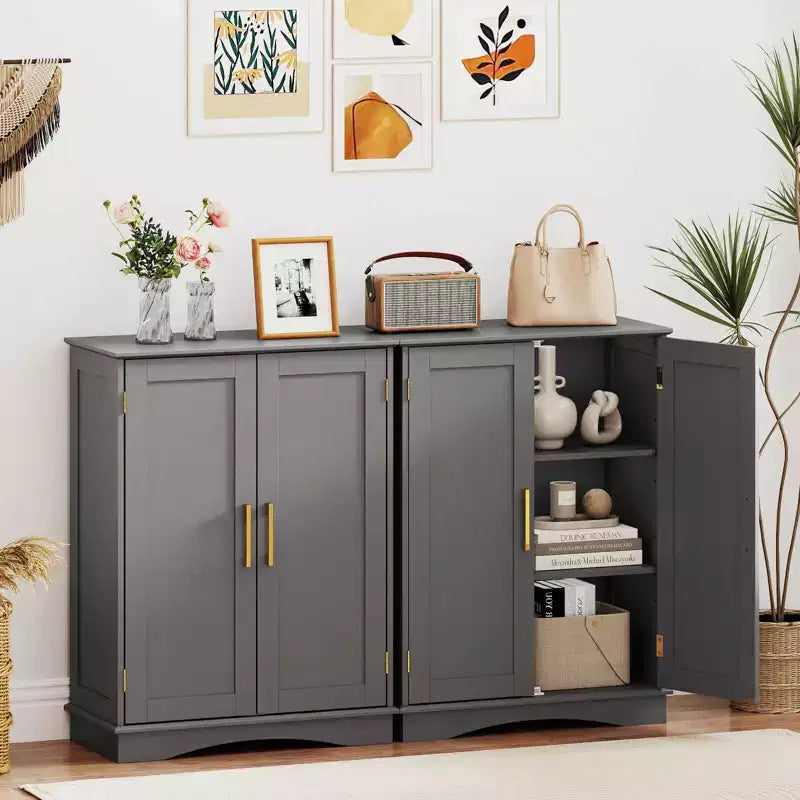 Meuble de Rangement au Sol Costway Organisateur de Rangement Moderne avec Étagères Réglables et 2 Portes Noir/Bleu/Gris/Blanc