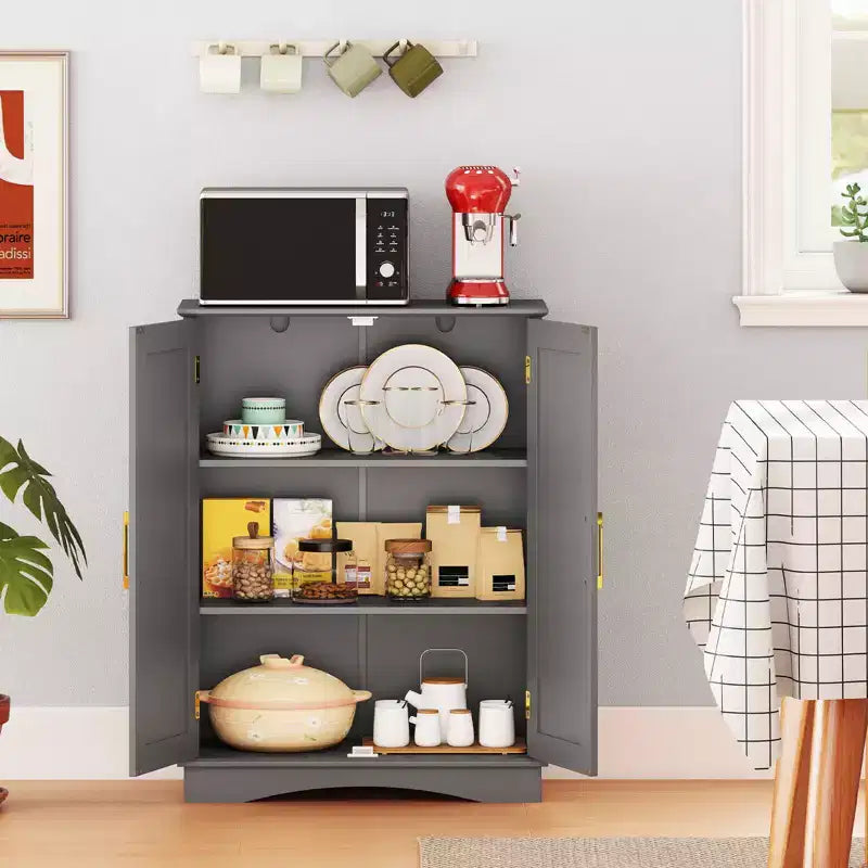 Meuble de Rangement au Sol Costway Organisateur de Rangement Moderne avec Étagères Réglables et 2 Portes Noir/Bleu/Gris/Blanc
