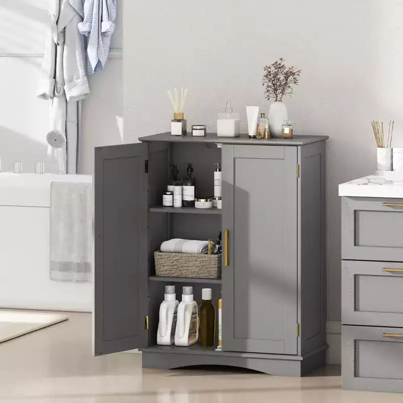Meuble de Rangement au Sol Costway Organisateur de Rangement Moderne avec Étagères Réglables et 2 Portes Noir/Bleu/Gris/Blanc