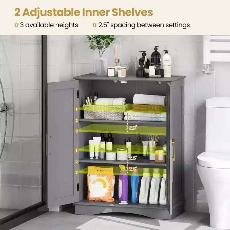Meuble de Rangement au Sol Costway Organisateur de Rangement Moderne avec Étagères Réglables et 2 Portes Noir/Bleu/Gris/Blanc