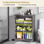 Meuble de Rangement au Sol Costway Organisateur de Rangement Moderne avec Étagères Réglables et 2 Portes Noir/Bleu/Gris/Blanc