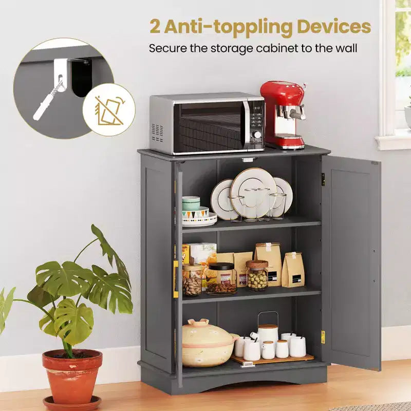 Meuble de Rangement au Sol Costway Organisateur de Rangement Moderne avec Étagères Réglables et 2 Portes Noir/Bleu/Gris/Blanc