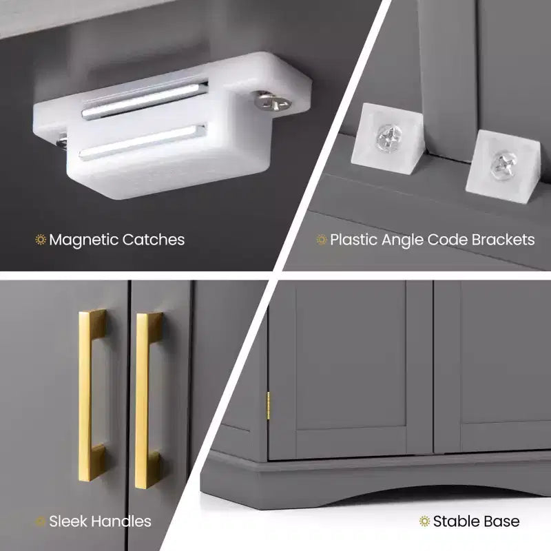 Meuble de Rangement au Sol Costway Organisateur de Rangement Moderne avec Étagères Réglables et 2 Portes Noir/Bleu/Gris/Blanc