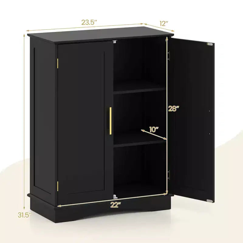 Meuble de Rangement au Sol Costway Organisateur de Rangement Moderne avec Étagères Réglables et 2 Portes Noir/Bleu/Gris/Blanc
