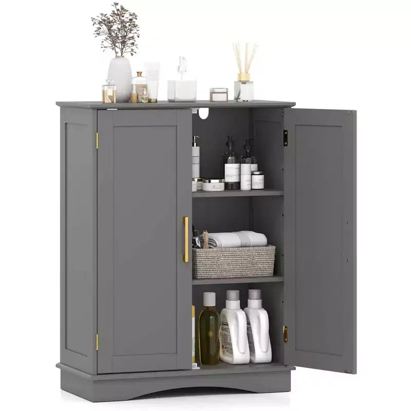 Meuble de Rangement au Sol Costway Organisateur de Rangement Moderne avec Étagères Réglables et 2 Portes Noir/Bleu/Gris/Blanc