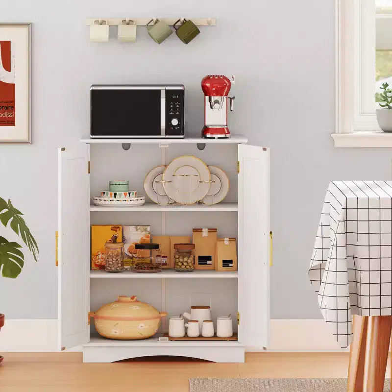 Meuble de Rangement au Sol Costway Organisateur de Rangement Moderne avec Étagères Réglables et 2 Portes Noir/Bleu/Gris/Blanc