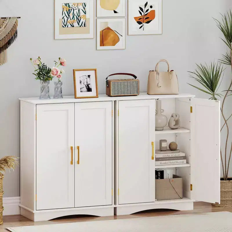 Meuble de Rangement au Sol Costway Organisateur de Rangement Moderne avec Étagères Réglables et 2 Portes Noir/Bleu/Gris/Blanc