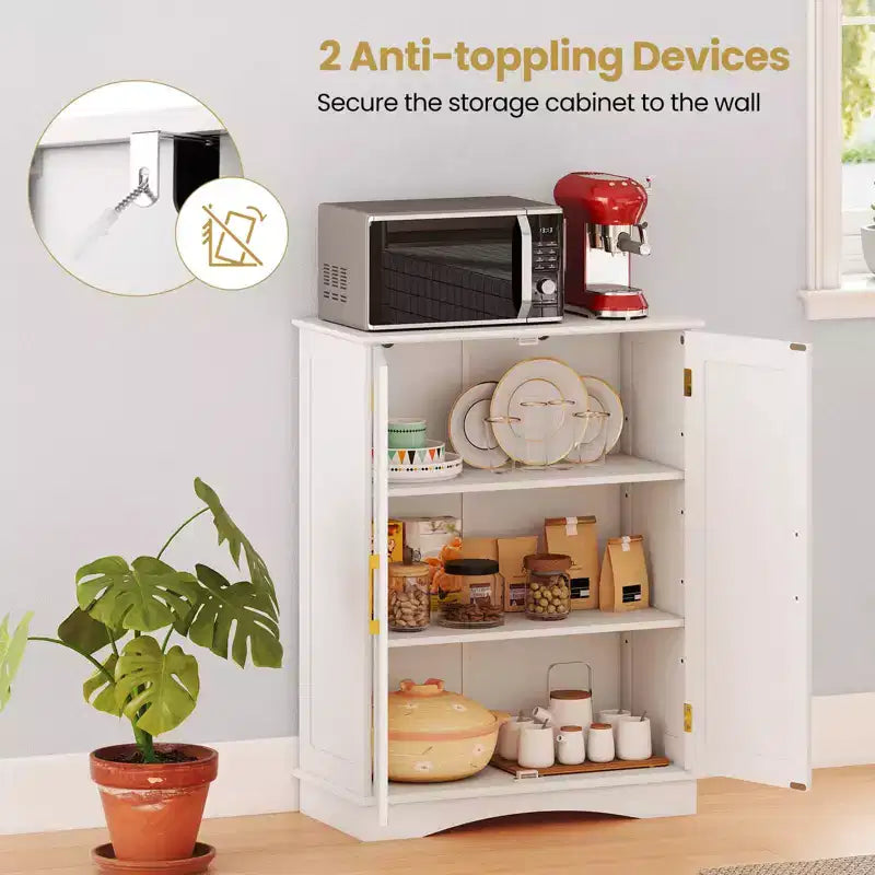 Meuble de Rangement au Sol Costway Organisateur de Rangement Moderne avec Étagères Réglables et 2 Portes Noir/Bleu/Gris/Blanc
