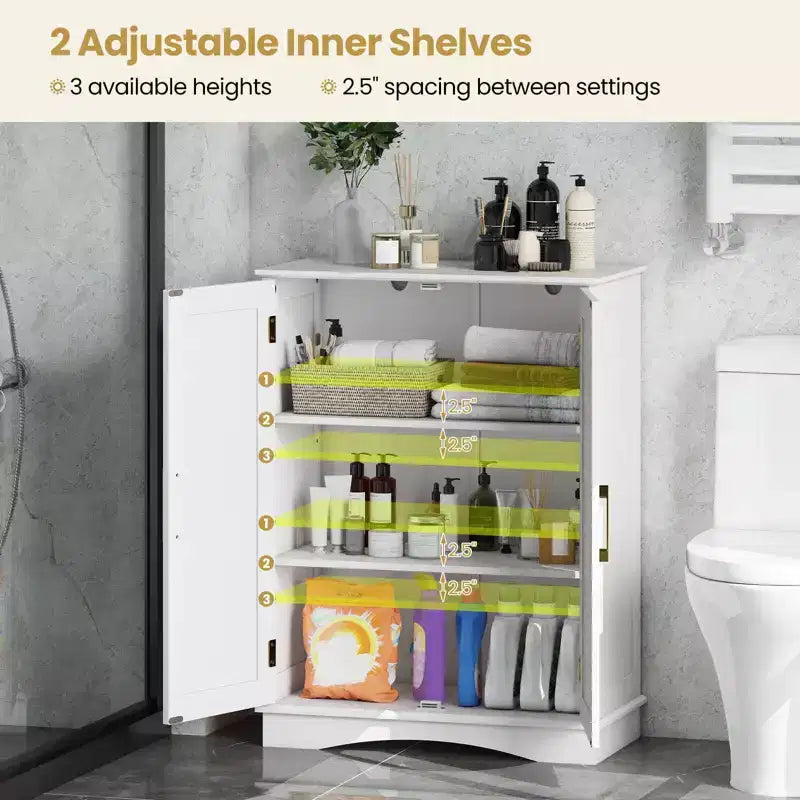 Meuble de Rangement au Sol Costway Organisateur de Rangement Moderne avec Étagères Réglables et 2 Portes Noir/Bleu/Gris/Blanc