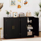 Meuble de Rangement au Sol Costway Organisateur de Rangement Moderne avec Étagères Réglables et 2 Portes Noir/Bleu/Gris/Blanc