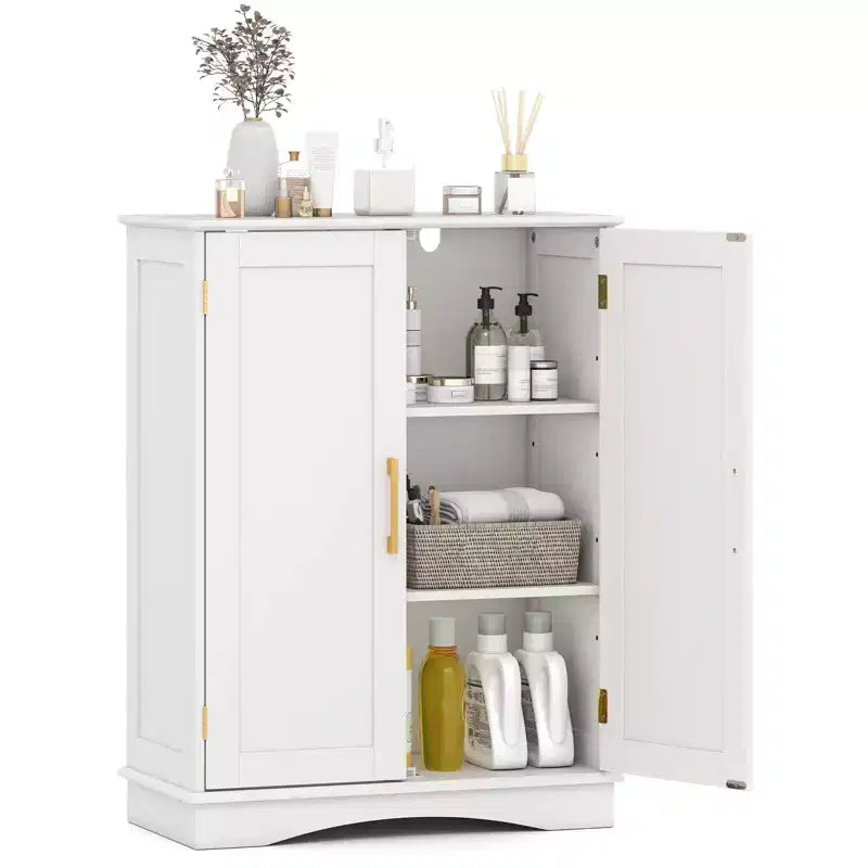 Meuble de Rangement au Sol Costway Organisateur de Rangement Moderne avec Étagères Réglables et 2 Portes Noir/Bleu/Gris/Blanc