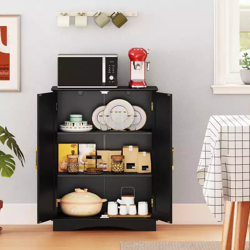 Meuble de Rangement au Sol Costway Organisateur de Rangement Moderne avec Étagères Réglables et 2 Portes Noir/Bleu/Gris/Blanc