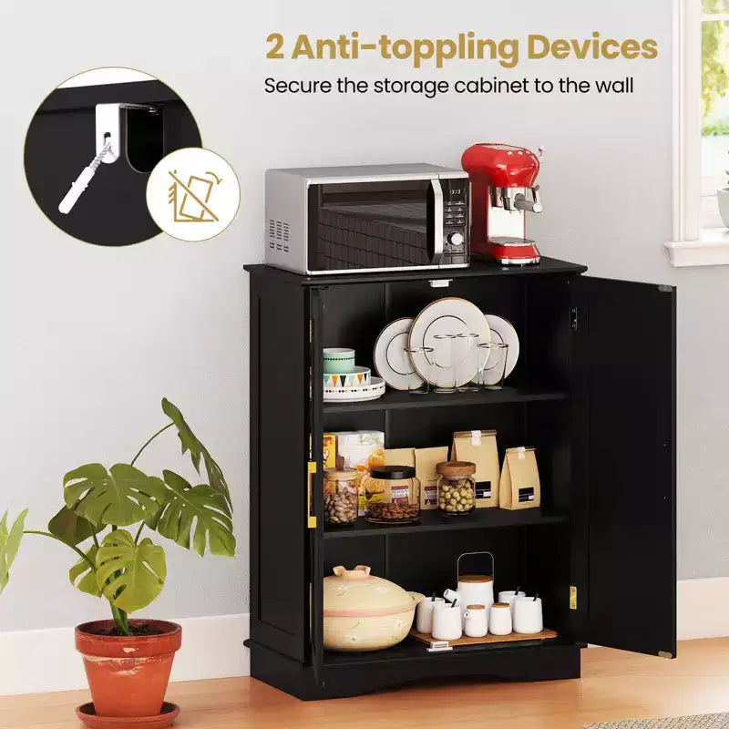 Meuble de Rangement au Sol Costway Organisateur de Rangement Moderne avec Étagères Réglables et 2 Portes Noir/Bleu/Gris/Blanc