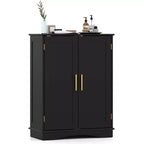 Costway Floor Storage Cabinet Modern Storage Organizer with Adjustable Shelves &2 Doors Black/Blue/Gray/White