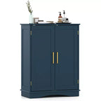 Meuble de Rangement au Sol Costway Organisateur de Rangement Moderne avec Étagères Réglables et 2 Portes Noir/Bleu/Gris/Blanc