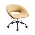 Chaise de bureau pivotante à roulettes réglable en hauteur en similicuir beige et argent HomeRoots