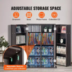Meuble de rangement multimédia VEVOR, armoire à DVD avec portes et étagères, rangement CD pouvant contenir jusqu'à 576 CD, étagère DVD réglable, marron