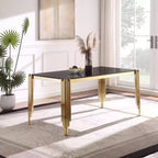 Okak Dining Table Rectangle/Round Tempered Glass Dining Table with Polished Gold Legs for Home, Kitchen, Dining Room