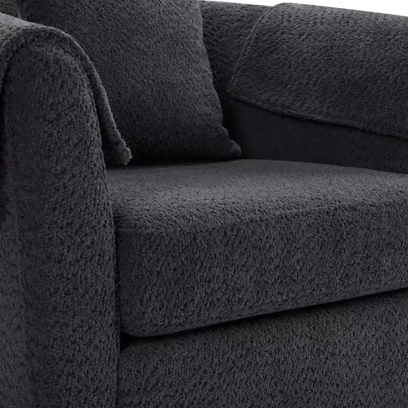 Fauteuil pivotant avec ottomane, fauteuil club moderne en chenille avec coussin de dossier et 2 housses d'accoudoirs pour salon, chambre, bureau