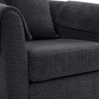 Fauteuil pivotant avec ottomane, fauteuil club moderne en chenille avec coussin de dossier et 2 housses d'accoudoirs pour salon, chambre, bureau