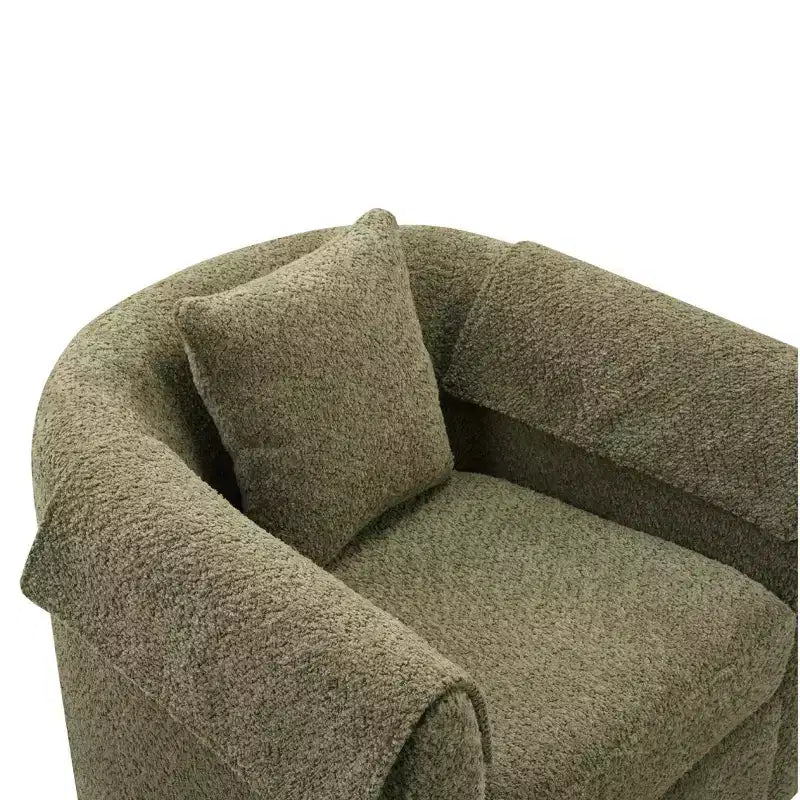 Fauteuil pivotant avec ottomane, fauteuil club moderne en chenille avec coussin de dossier et 2 housses d'accoudoirs pour salon, chambre, bureau