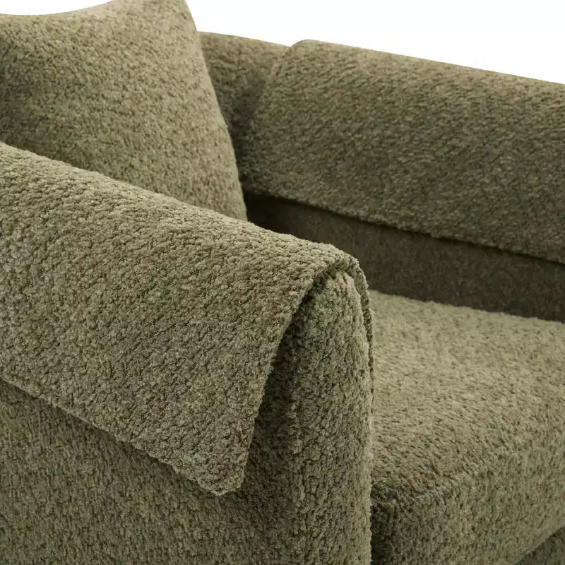 Fauteuil pivotant avec ottomane, fauteuil club moderne en chenille avec coussin de dossier et 2 housses d'accoudoirs pour salon, chambre, bureau