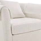 Fauteuil pivotant avec ottomane, fauteuil club moderne en chenille avec coussin de dossier et 2 housses d'accoudoirs pour salon, chambre, bureau