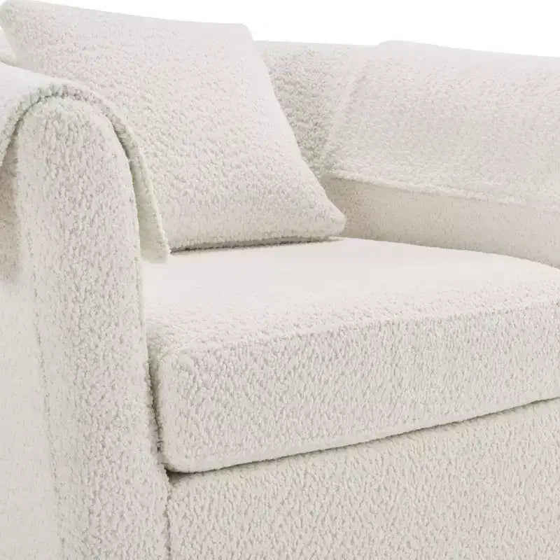 Fauteuil pivotant avec ottomane, fauteuil club moderne en chenille avec coussin de dossier et 2 housses d'accoudoirs pour salon, chambre, bureau