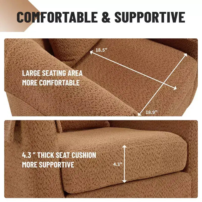Fauteuil pivotant avec ottomane, fauteuil club moderne en chenille avec coussin de dossier et 2 housses d'accoudoirs pour salon, chambre, bureau