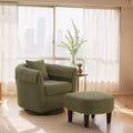 Fauteuil pivotant avec ottomane, fauteuil club moderne en chenille avec coussin de dossier et 2 housses d'accoudoirs pour salon, chambre, bureau