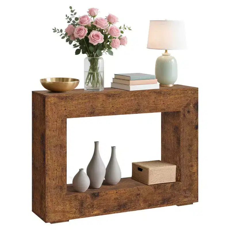 Console de ferme 47 - Longue table de canapé derrière le canapé, table d'entrée en bois pour salon, couloir, entrée, design rectangulaire rustique