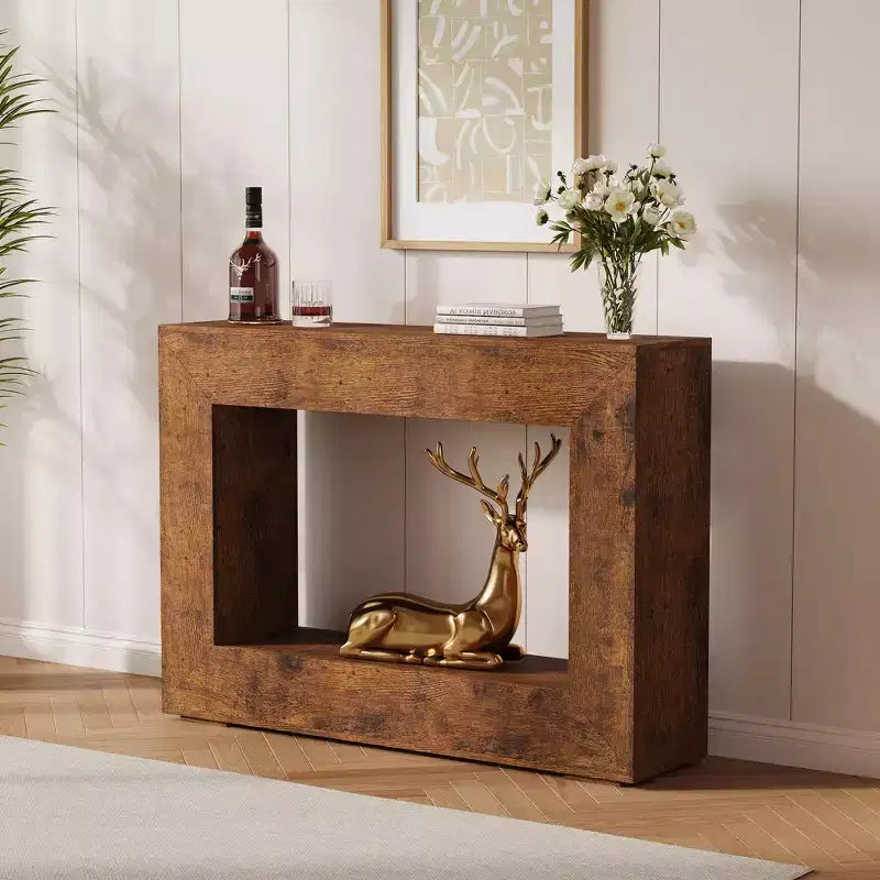 47 Farmhouse Console Table - Long Sofa Table Behind Couch, Wooden Entryway Table for Living Room, Hallway, Entrance, Rustic Rectangular Design