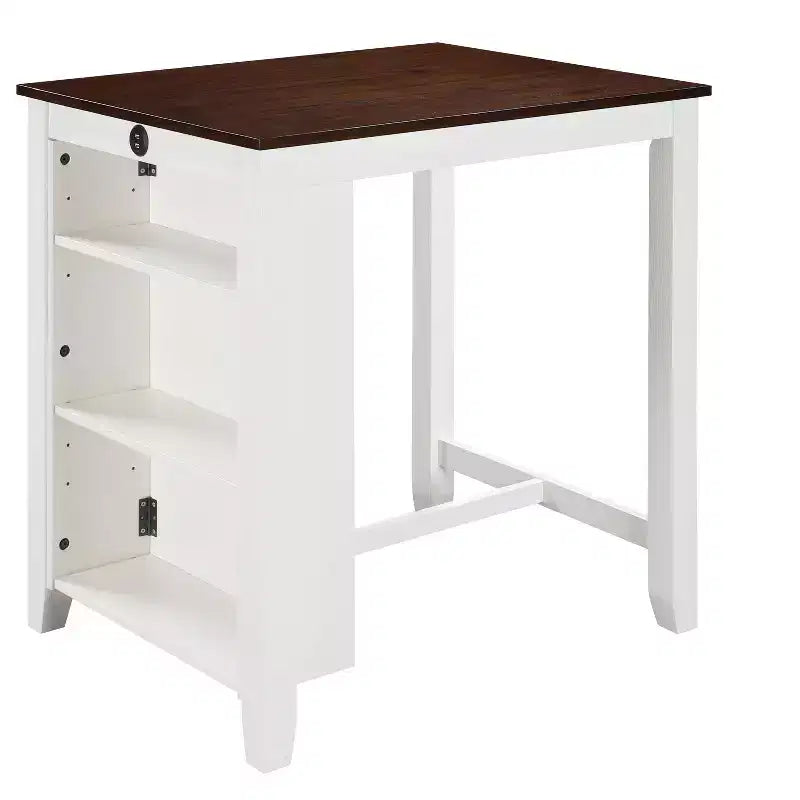 Okak Kitchen Table Counter Height Dining Table with USB Charging Ports and Shelves for Dining Room, Kitchen