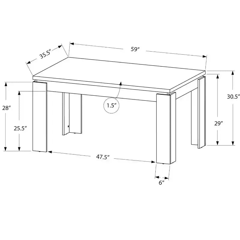 Okak 60 Table de salle à manger rectangulaire moderne pour 4 à 6 personnes, pour bureau, salle à manger