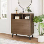 Meuble de rangement cannelé avec pieds en métal, buffet moderne du milieu du siècle, crédence avec rangement