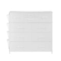 VEVOR 10 Drawer Dresser, Fabric Drawer Dresser with Fabric Bins, Closet Storage Drawers with Easy Pull Handle and Sturdy Steel Frame, White
