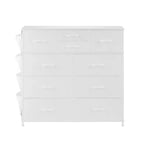 VEVOR 10 Drawer Dresser, Fabric Drawer Dresser with Fabric Bins, Closet Storage Drawers with Easy Pull Handle and Sturdy Steel Frame, White