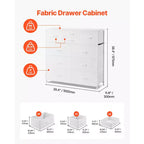 Commode 10 tiroirs VEVOR, commode à tiroirs en tissu avec bacs en tissu, tiroirs de rangement pour placard avec poignée facile à tirer et cadre en acier robuste, blanc