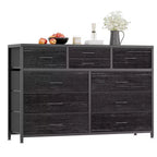 Commode en tissu à 10 tiroirs - Rangement léger avec cadre en acier et plateau en bois, organisateur multifonctionnel