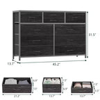 Commode en tissu à 10 tiroirs - Rangement léger avec cadre en acier et plateau en bois, organisateur multifonctionnel