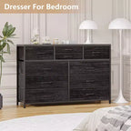 Commode en tissu à 10 tiroirs - Rangement léger avec cadre en acier et plateau en bois, organisateur multifonctionnel