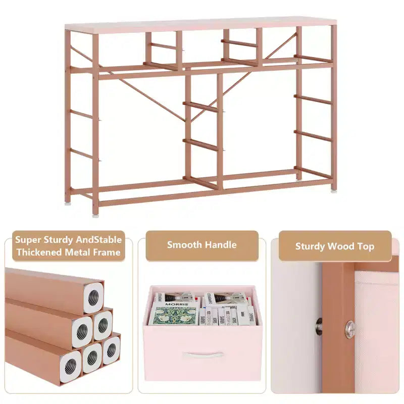 Commode en tissu à 10 tiroirs - Rangement léger avec cadre en acier et plateau en bois, organisateur multifonctionnel
